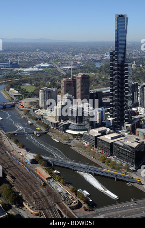 Centre-ville d'une vue aérienne du pont d'observation sur l'Australie Melbourne Rialto Tower Banque D'Images