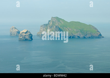 Îles de Boreray, Stac Stac Lee et un Armin dans l'archipel de Saint Kilda, l'Écosse. Vu de l'île de hirta. Banque D'Images