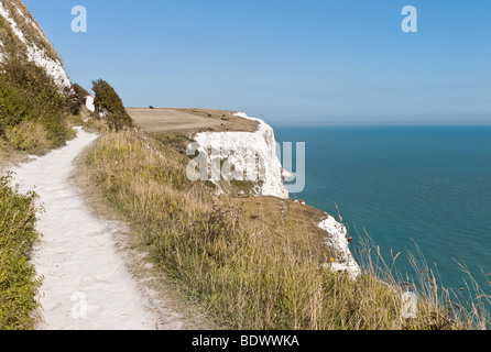 Sentier du littoral, Falaises Blanches, Langdon falaises, Dover, Kent, UK Banque D'Images