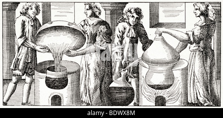 Bain marie comme utilisé par les alchimistes Banque D'Images