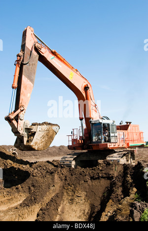 Excavation à la Louis & Clark Système régional de distribution d'eau la construction du pipe-line site dans le Dakota du Sud Banque D'Images