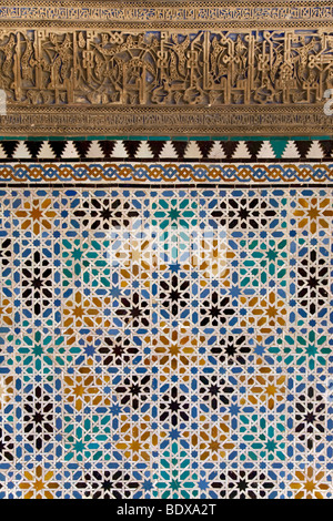 L'Alcazar, palais royal d'Arabie, carrelage, mosaïque, Barrio Santa Cruz, Séville, Andalousie, Espagne, Europe Banque D'Images