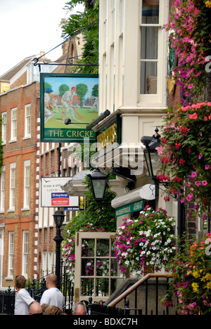 Le cricket sur Richmond Green, Richmond-upon-Thames, London, England, UK Banque D'Images