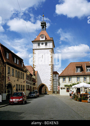 La Stadtturm à Prichsenstadt, Franconia, Bavaria, Germany. Banque D'Images