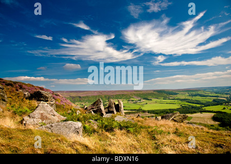 Vue vers le bas Bilsdale précipitée sur la banque de Cleveland Way, North York Moors National Park Banque D'Images