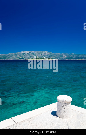 Jetty, l'île de Korcula, Dubrovnik Neretva, Dalmatie, Croatie, Europe Banque D'Images