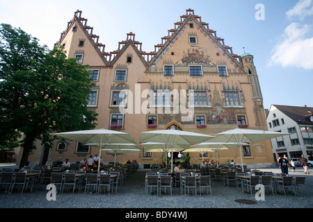 Façade colorée à l'Hôtel de Ville, Ulm, Bade-Wurtemberg, Allemagne, Europe Banque D'Images