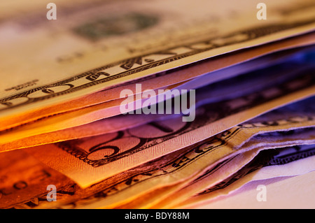 Close up of US dollar bills Banque D'Images