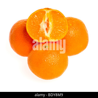 Groupe de tangerines isolated over white Banque D'Images