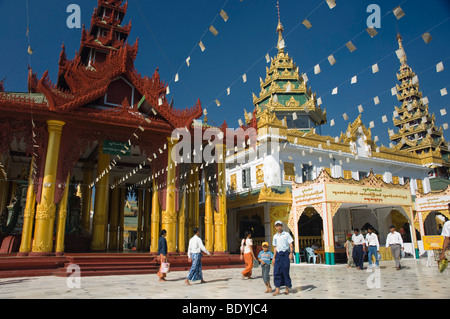 Shwedagon Pagoda, temple bouddhiste, Rangoon, Yangon, Birmanie, Myanmar, en Asie Banque D'Images