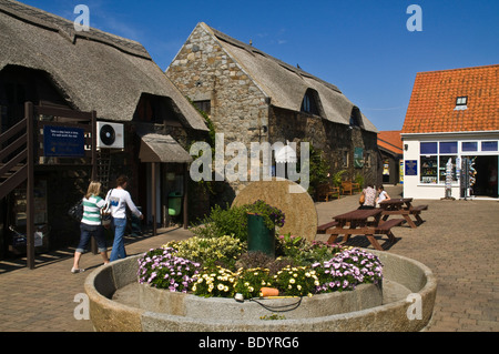 Dh Oatlands SAINT SAMPSON GUERNESEY Oatlands sampsons Saint Pierre de granit traditionnel village bâtiments en chaume Banque D'Images