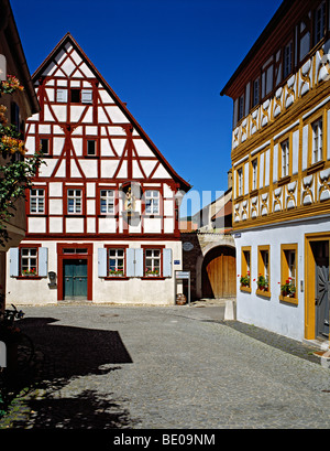 Maisons à colombages à Iphofen, Franconia, Bavaria, Germany. Banque D'Images