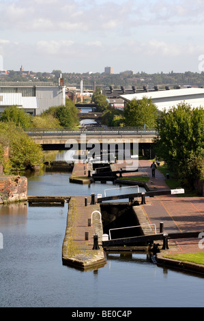 Aston Locks, Birmingham et Fazeley Canal, Birmingham, Angleterre, RU Banque D'Images