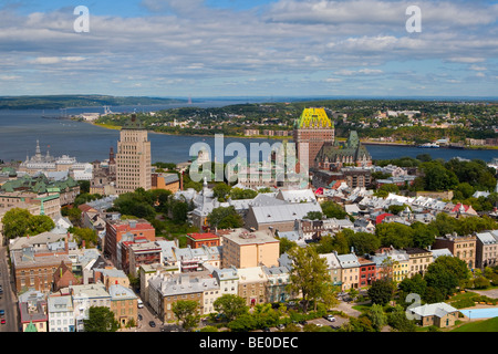 Vue aérienne de la vieille ville Vieux-Quebec (district) dans la ville de Québec Banque D'Images