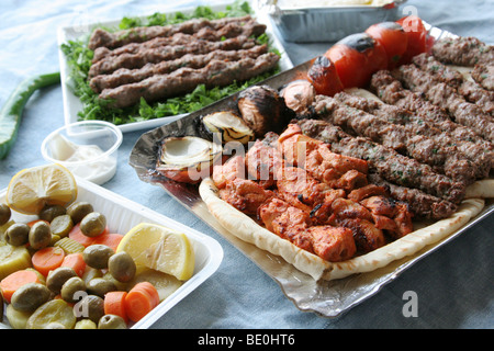 Kofta et aliments arabe Kebab Banque D'Images