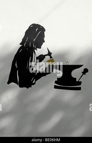 Appelée goldsmith figure sur un mur Banque D'Images