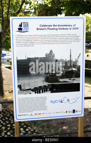 Bicentenaire la plaque et photo de port flottant de Bristol Banque D'Images