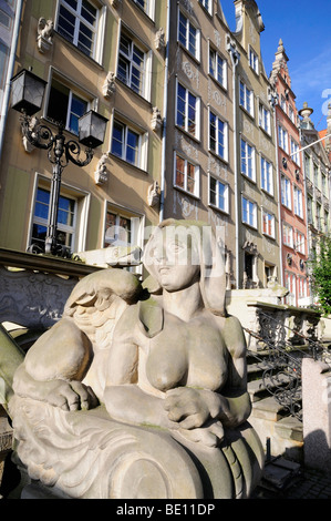 Façades de maisons sur le marché depuis longtemps, Gdansk, Pologne Banque D'Images