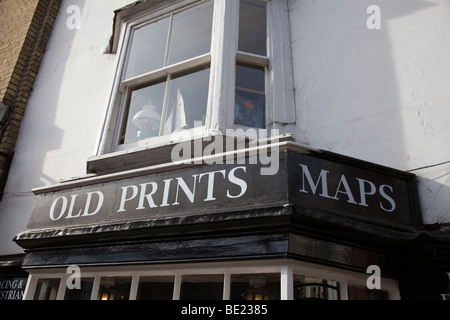 Gravures anciennes shop avant, Arundel West Sussex UK Banque D'Images