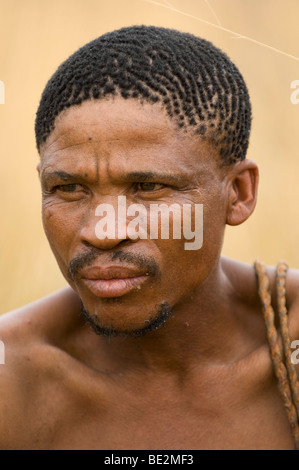 Bushman Naro (San) man portrait, Central Kalahari, Botswana Banque D'Images