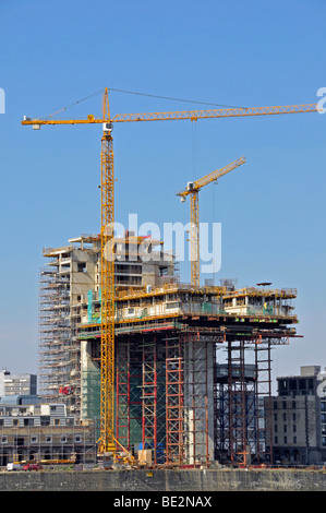 Site de construction, à l'immeuble Kranhaus Nord port Rheinauhafen, Cologne, Rhénanie du Nord-Westphalie, Allemagne, Europe Banque D'Images