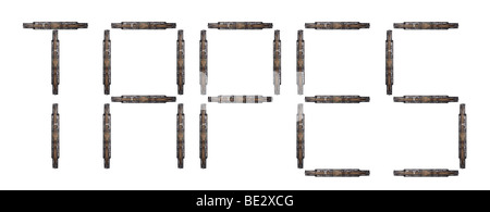 Piscine studio shot of 'tapes' lettres faites de bandes audio. Banque D'Images