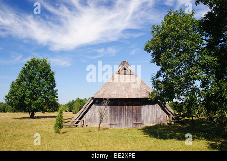 Bergerie historique près de Wilsede, Lueneburg Heath Nature Park, Basse-Saxe, Allemagne, Europe Banque D'Images