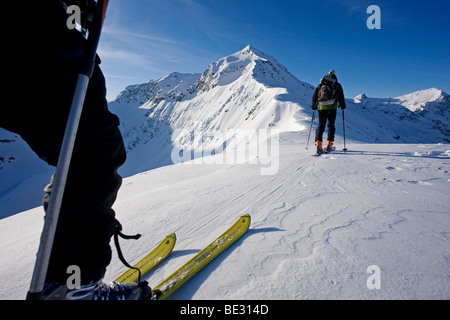 Ski de randonnée en haute montagne, Alpes de Verwall, Tyrol du Nord, l'Autriche, Europe Banque D'Images