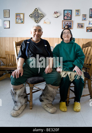 Portrait d'un Inuk. Gojahaven est une ville située à l'extrême nord du canada où vivent 1000 000 Inuits. Banque D'Images