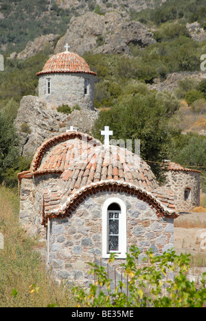 Le christianisme orthodoxe grecque, chapelles, Moni Limonos, monastère de l'île de Lesbos, Mer Égée, Grèce, Europe Banque D'Images