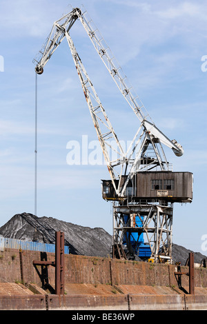 Vieux port crane de 1958 sur l'île de charbon, Duisburg-Rohrorter les ports, port intérieur DuisPort, Duisburg, Ruhr, North Rhine-Wes Banque D'Images