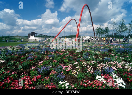 Ouverture du parc fédéral Bundesgartenschau Nordsternpark, Garden Show 1997, double arch bridge, Gelsenkirchen, Ruhr, North Rhi Banque D'Images