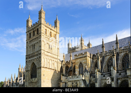 La Cathédrale de Saint Pierre à Exeter, Devon, Angleterre, Royaume-Uni, Europe Banque D'Images