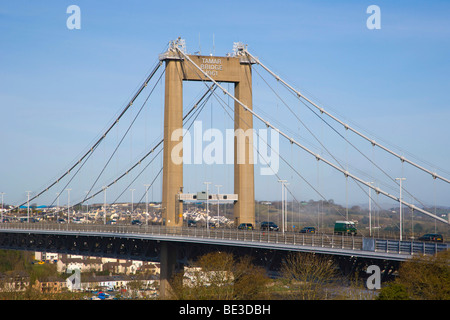 Pont Tamar, Normandie Hill, Plymouth, entre Cornwall et du Devon, Angleterre, Royaume-Uni, Europe Banque D'Images