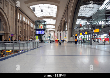 La gare centrale, vue de l'intérieur, Leipzig, Saxe, Allemagne, Europe Banque D'Images