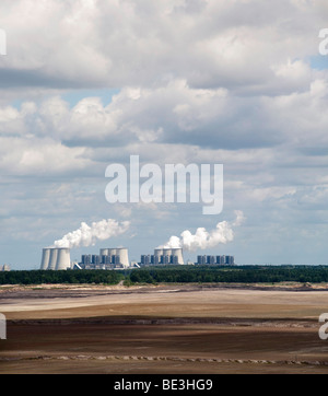 L'exploitation de mines de lignite Cottbus Nord et Jaenschwalde power plant, Lausitz, Brandenburg, Germany, Europe Banque D'Images