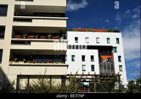 Paris, France, quartier vert 'Clichy Batignolles' immobilier, logement, détail architectural, concept global d'économie verte, nouveaux appartements de construction Banque D'Images