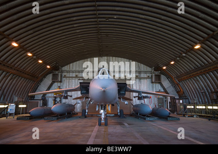 Tornado F3 dans un abri à l'avion RAF Leeming, Yorkshire Banque D'Images