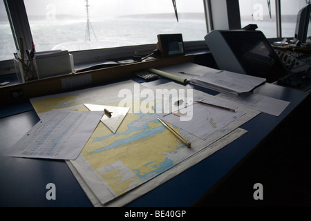 Vue du pont du navire pendant 12 Force Gale, Îles Falkland Banque D'Images