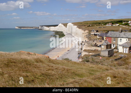 Vue sur l'Urrugne et sept Sœurs, South Downs, East Sussex, England, UK Banque D'Images