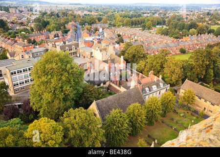 Vue aérienne sur les toits, Grantham, Lincolnshire, Angleterre Banque D'Images