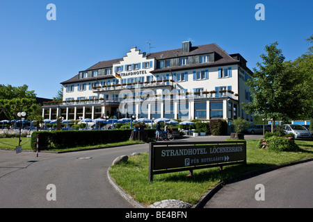 Loechnerzell beach hotel, l'île de Reichenau, Mittelzell, Lac de Constance, Bade-Wurtemberg, Allemagne, Europe Banque D'Images