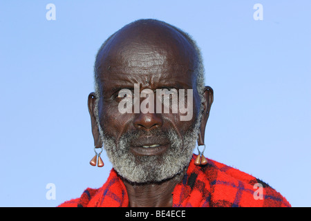 Aîné Tribal, Masai, steppe Masai, au nord de la Tanzanie, Afrique de l'Est Banque D'Images