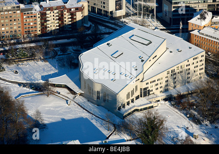 Photo aérienne, Aaltotheater, Aalto Theatre, neige, Essen, Ruhr, Nordrhein-Westfalen, Germany, Europe Banque D'Images