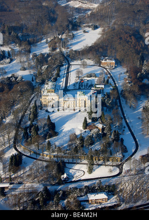 Photo aérienne, Villa Huegel, Bertholt Beitz, neige, Essen, Ruhr, Rhénanie du Nord-Westphalie, Allemagne, Banque D'Images