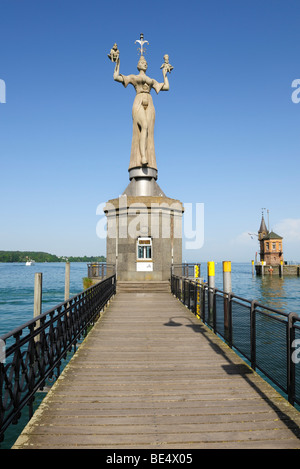 Statue de Imperia, lac port de Constance, le lac de Constance, Bade-Wurtemberg, Allemagne, Europe Banque D'Images