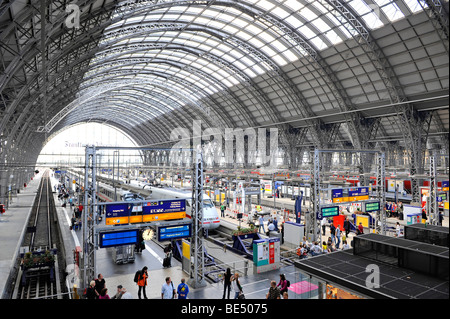 La gare centrale de Frankfurt am Main, vue de l'intérieur, Hesse, Germany, Europe Banque D'Images