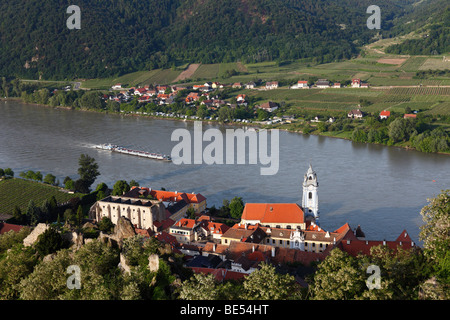 Dürnstein, Danube, vue panoramique depuis les ruines du château, région de Wachau, Basse Autriche, Autriche, Europe Banque D'Images