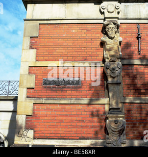 Détails extérieurs et street sign Slotsholmsgade sur la Bourse de Copenhague Danemark danois Banque D'Images