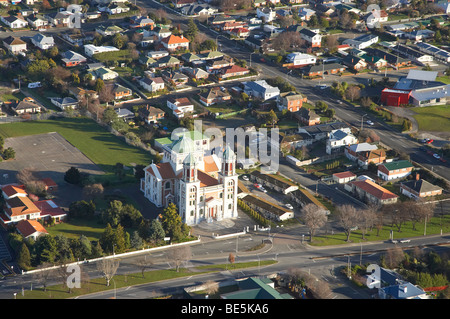 Basilique du Sacré-Cœur, Timaru, South Canterbury, île du Sud, Nouvelle-Zélande - vue aérienne Banque D'Images